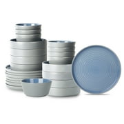 Stone Lain Elica 24-Piece Dinnerware Set Stoneware, Blue and Grey