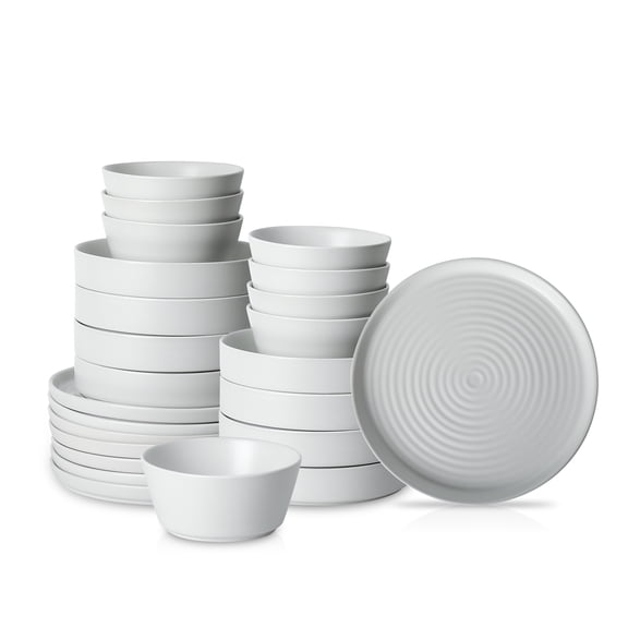 Stone Lain Elica 24-Piece Dinnerware Set Stoneware, Service for 8, White