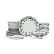 Stone Lain Esme 32-Piece Dinnerware Set with Pasta Bowls Porcelain, Service for 8, Green