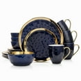 thumbnail image 1 of Stone Lain Florian Modern Porcelain Dish Set, 16-Piece Dishes for 4, Gold and Navy, 1 of 10