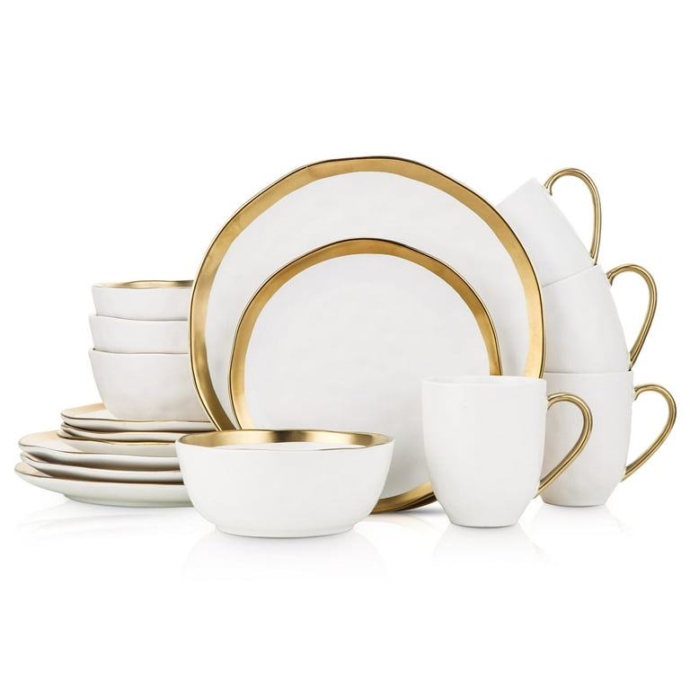 Stone Lain Florian Modern Porcelain Dish Set, 16-Piece Dishes for