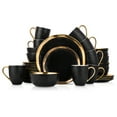 thumbnail image 1 of Stone Lain Florian Modern Porcelain Dish Set, 32-Piece Dishes for 8, Gold and Black, 1 of 6