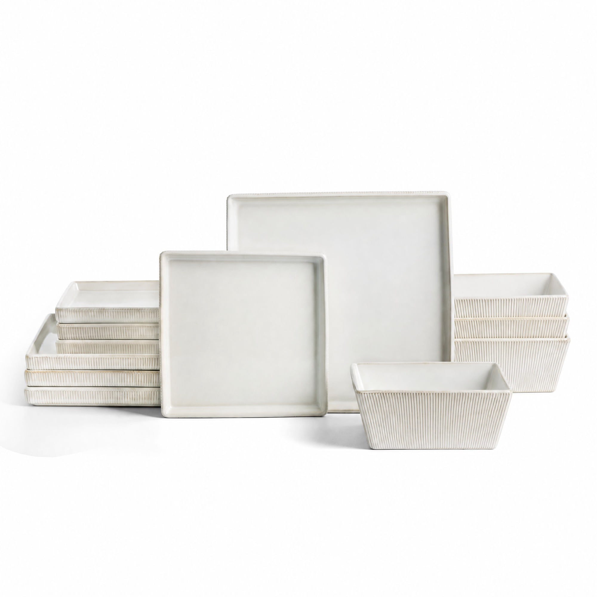 Stone Lain Grace 12-Piece Dinnerware Set Stoneware, Service for 4, White
