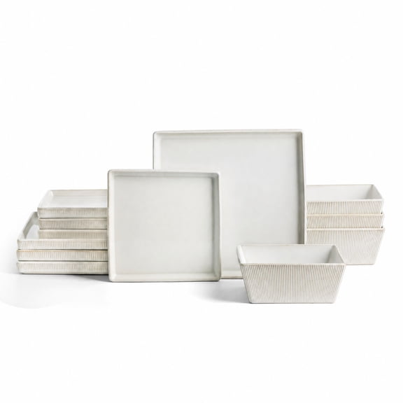 Stone Lain Grace 12-Piece Dinnerware Set Stoneware, Service for 4, White