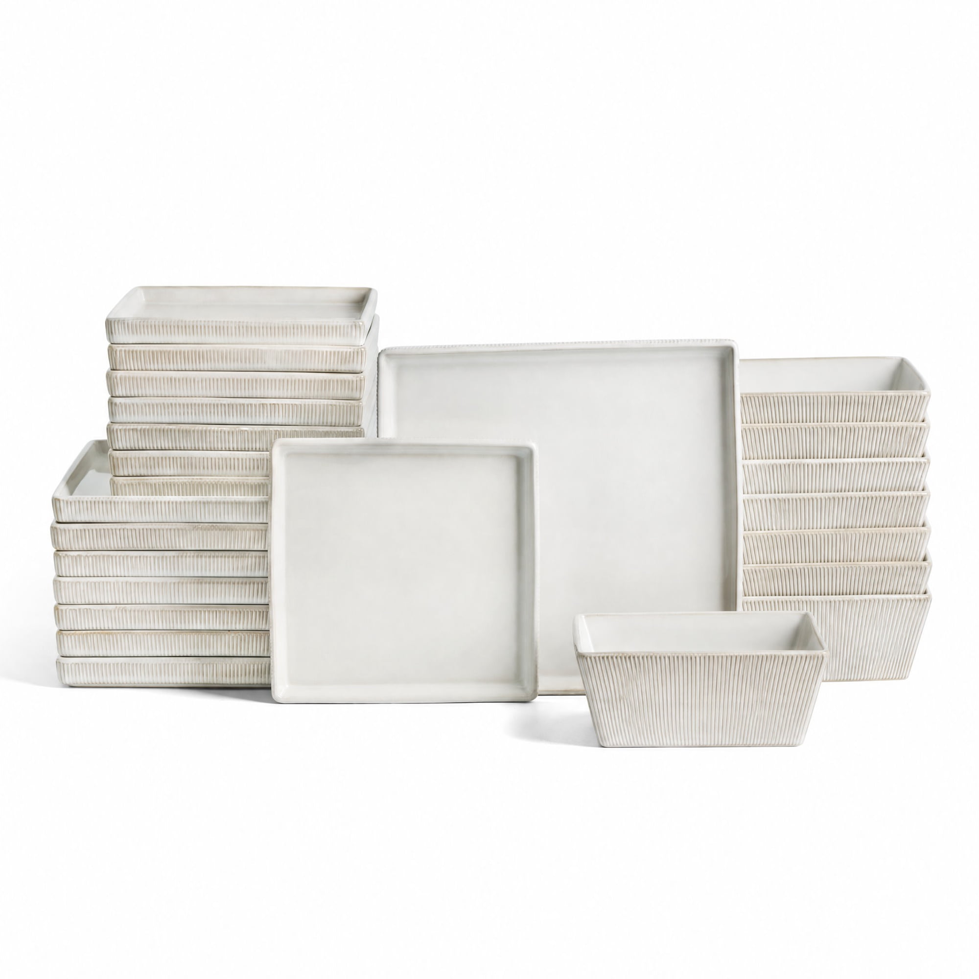 Stone Lain Grace 24-Piece Dinnerware Set Stoneware, Service for 8, White