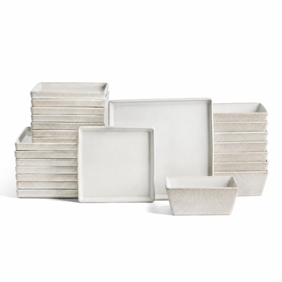 Stone Lain Grace 24-Piece Dinnerware Set Stoneware, Service for 8, White