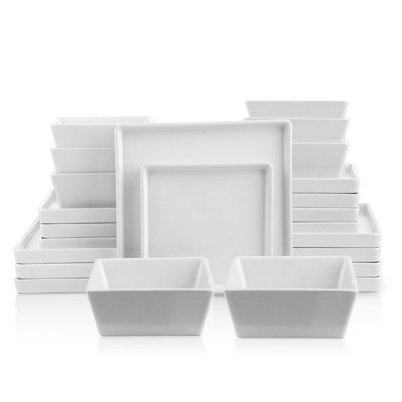 Stone Lain Grace 24-Piece Dinnerware Set Stoneware, White