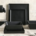 thumbnail image 1 of Stone + Lain Grace Stoneware Collection, Square Dinnerware Set, 12-Piece Service for 4, Black Matte, 1 of 6