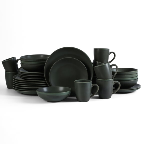 Stone Lain Grao Stoneware Collection Dinnerware Set, 32-Piece Service for 8, Green