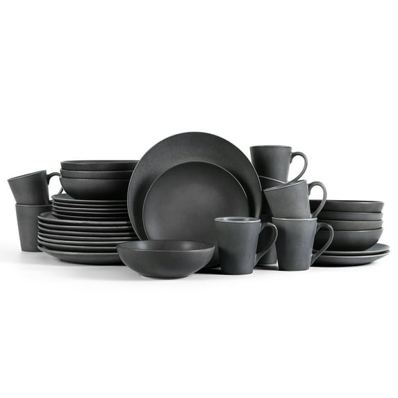 Stone + Lain Grao Stoneware Collection Dinnerware Set, 32-Piece Service for 8, Grey