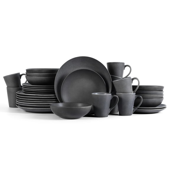 Stone + Lain Grao Stoneware Collection Dinnerware Set, 32-Piece Service for 8, Grey