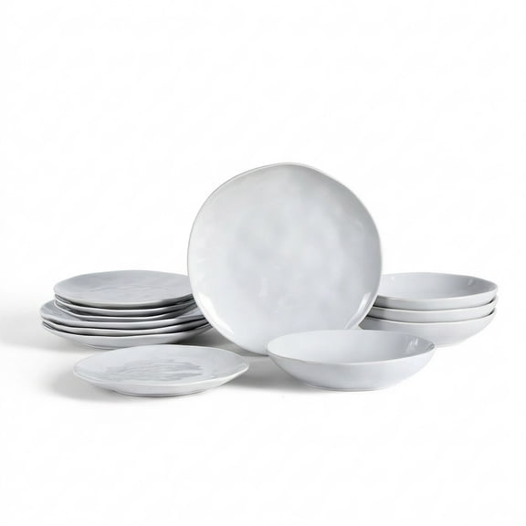 Stone Lain Harper 12-Piece Dinnerware Set Stoneware, Service for 4, White