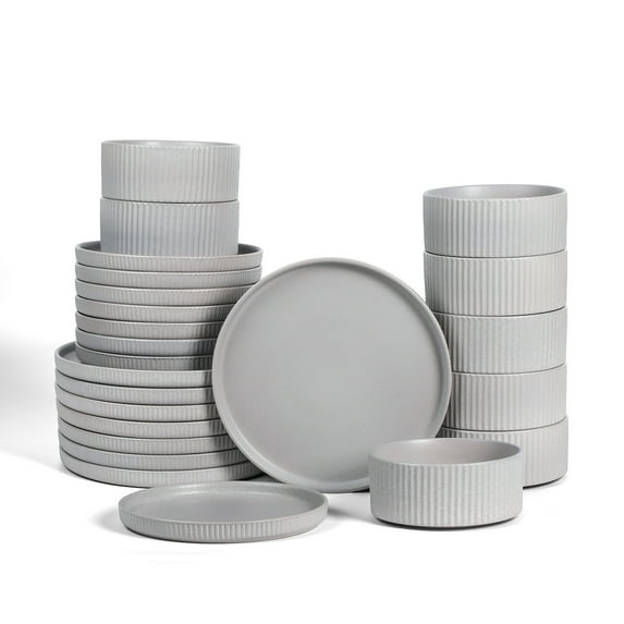Stone Lain Haven 32-Piece Dinnerware Set Stoneware, Grey
