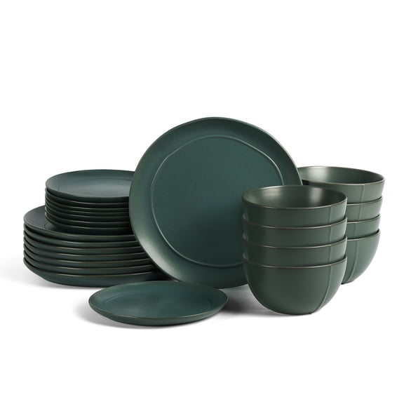 Stone Lain Infinity 24-Piece Dinnerware Set Stoneware, Service for 8, Green