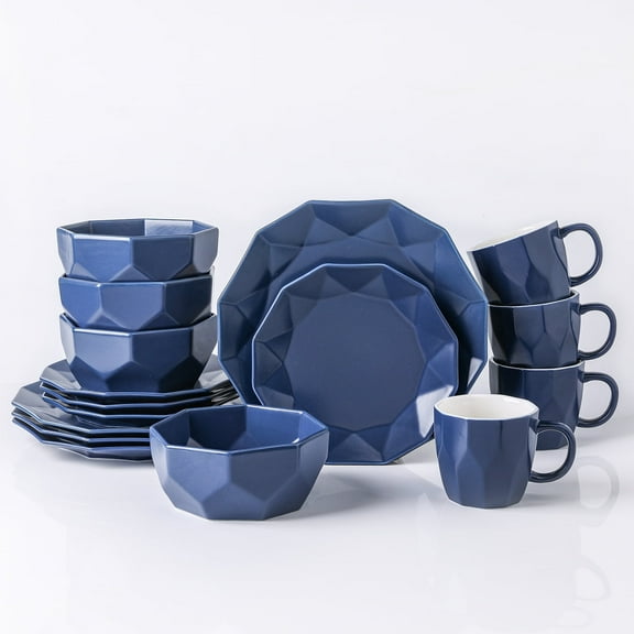 Stone Lain Jamie 16-Piece Dinnerware Set Porcelain, Blue