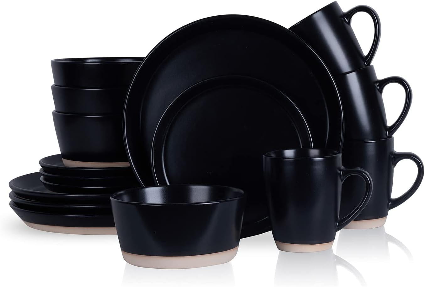 Stone Lain Jules Modern Stoneware 16 piece Round Black Dinnerware Set Stone Lain Jules Modern Stoneware 16 piece Round Black Dinnerware Set