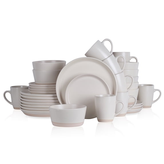 Stone + Lain Jules Stoneware Collection Dinnerware Set, 32-Piece Service for 8, White