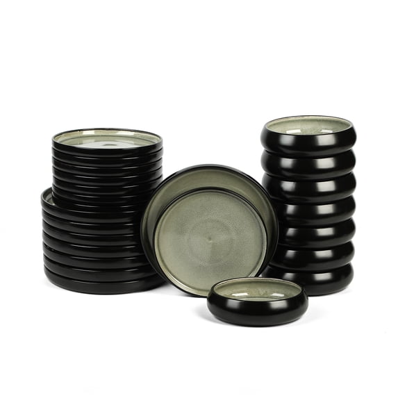 Stone Lain Lagoon Dinnerware Set Stoneware, Service for 8, 24-Piece, Green