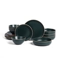 thumbnail image 1 of Stone Lain Lauren Stoneware 16-Piece Dinnerware Set Service for 4 Dark Green, 1 of 6