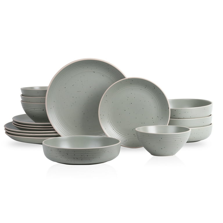 Stone Lain Lauren Rustic Stoneware 16-Piece Dinnerware Set, Green