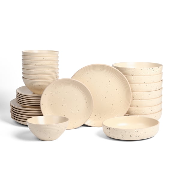 Stone Lain Lauren Dinnerware Set Stoneware, 32-Piece, Service for 8, Beige
