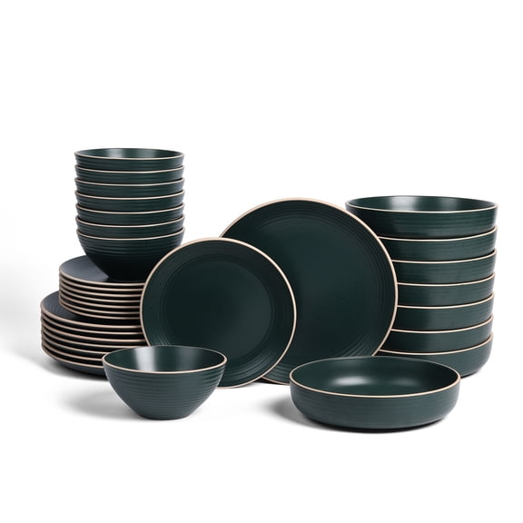 Stone Lain Lauren Dinnerware Set Stoneware, 32-Piece, Service for 8, Green