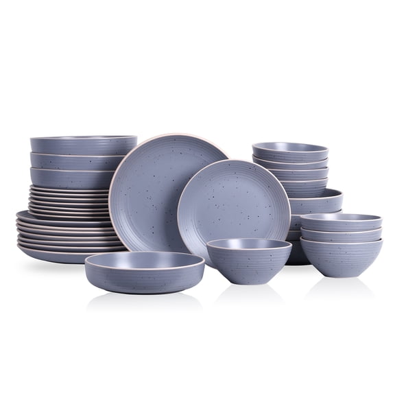 Stone Lain Lauren 32-Piece Dinnerware Set Stoneware, Light Gray