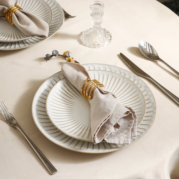 Stone Lain Linea 12-Piece Dinnerware Set Stoneware, White