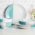 thumbnail image 1 of Stone Lain Lizzy Stoneware 12-Piece Round Dinnerware Set, Teal, CB, 1 of 8