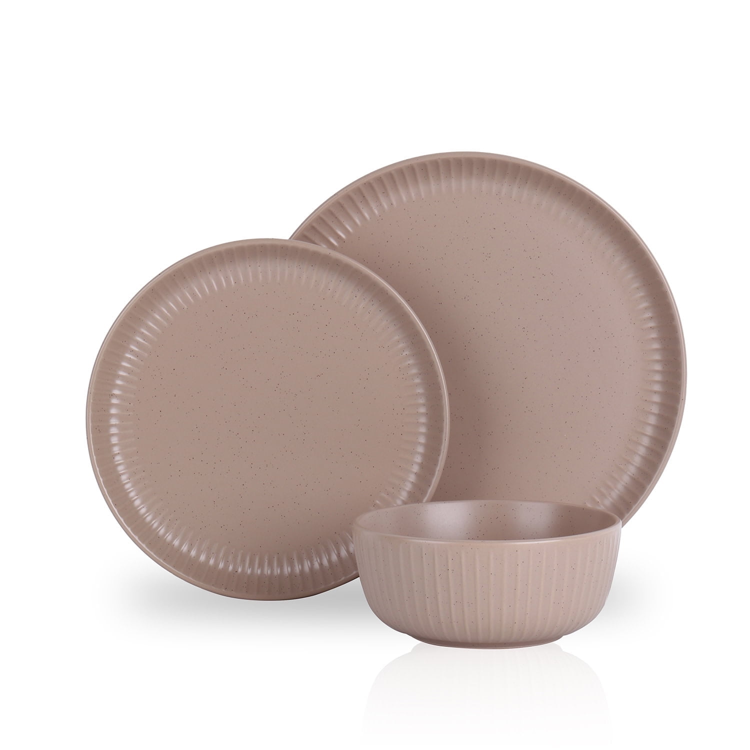 Beige Ceramic 12-Piece Dinnerware Set, Service for 4