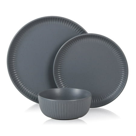 Stone Lain Logan 12-Piece Dinnerware Set Stoneware, Grey