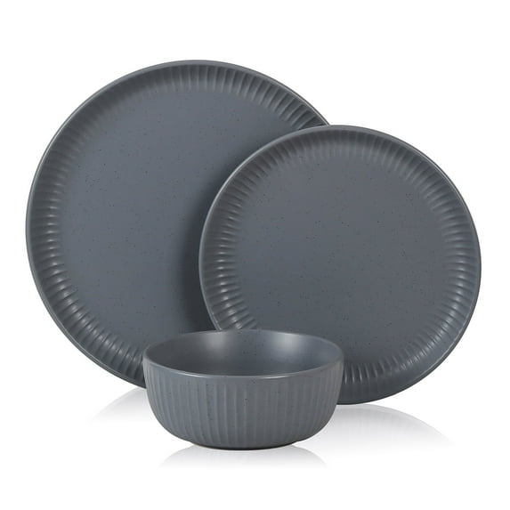 Stone Lain Logan 12-Piece Dinnerware Set Stoneware, Grey