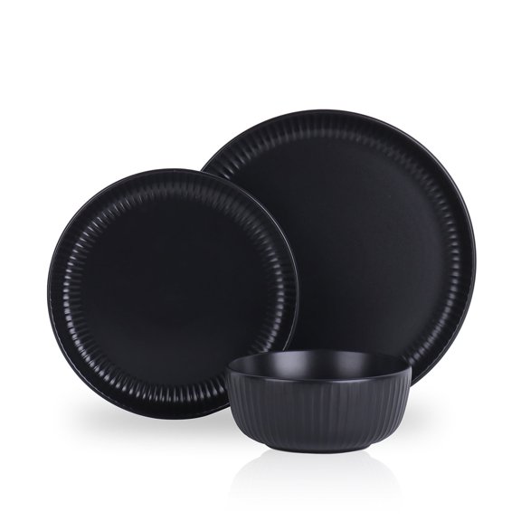 Stone Lain Logan 24-Piece Dinnerware Set Stoneware, Black