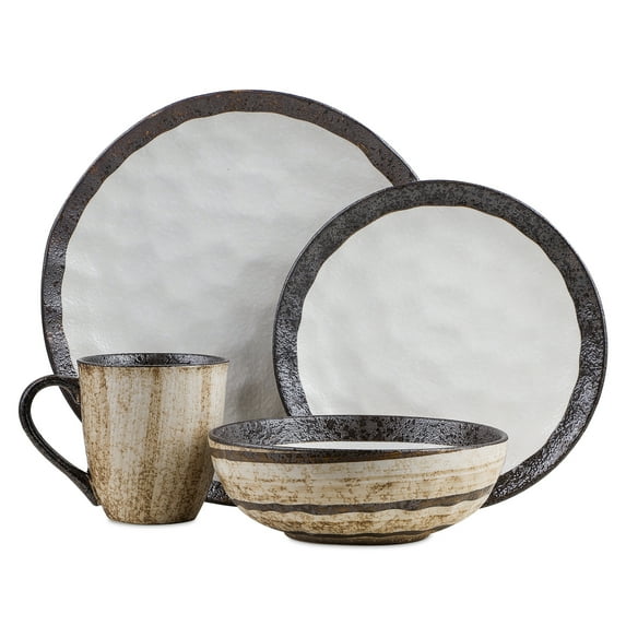 Stone + Lain Lucy Porcelain Collection Dinnerware Set, 32-Piece Service for 8, Beige