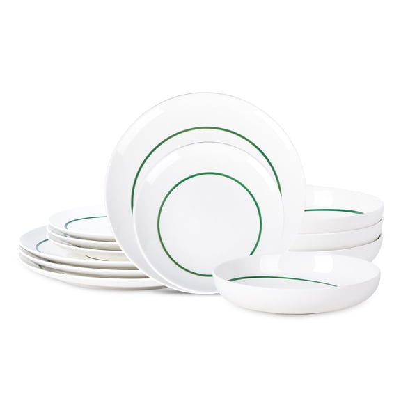 Stone Lain Luna 12-Piece Dinnerware Set Porcelain, Green