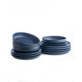 thumbnail image 1 of Stone Lain Macchio 12-Piece Dinnerware Set Stoneware, Blue Matte, 1 of 6