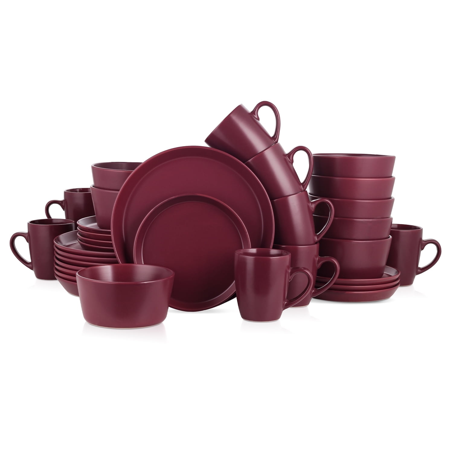 Purple Ceramic 32-Piece Round Dinnerware Set, Service for 8