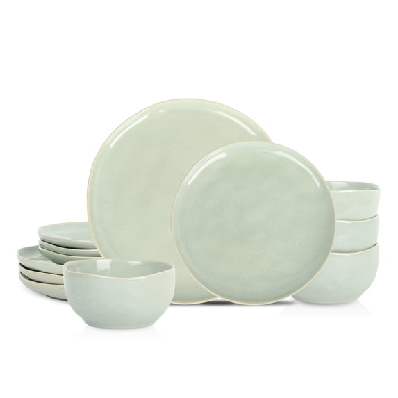 Stone Lain Mirella 12-Piece Dinnerware Set Stoneware, Light Green
