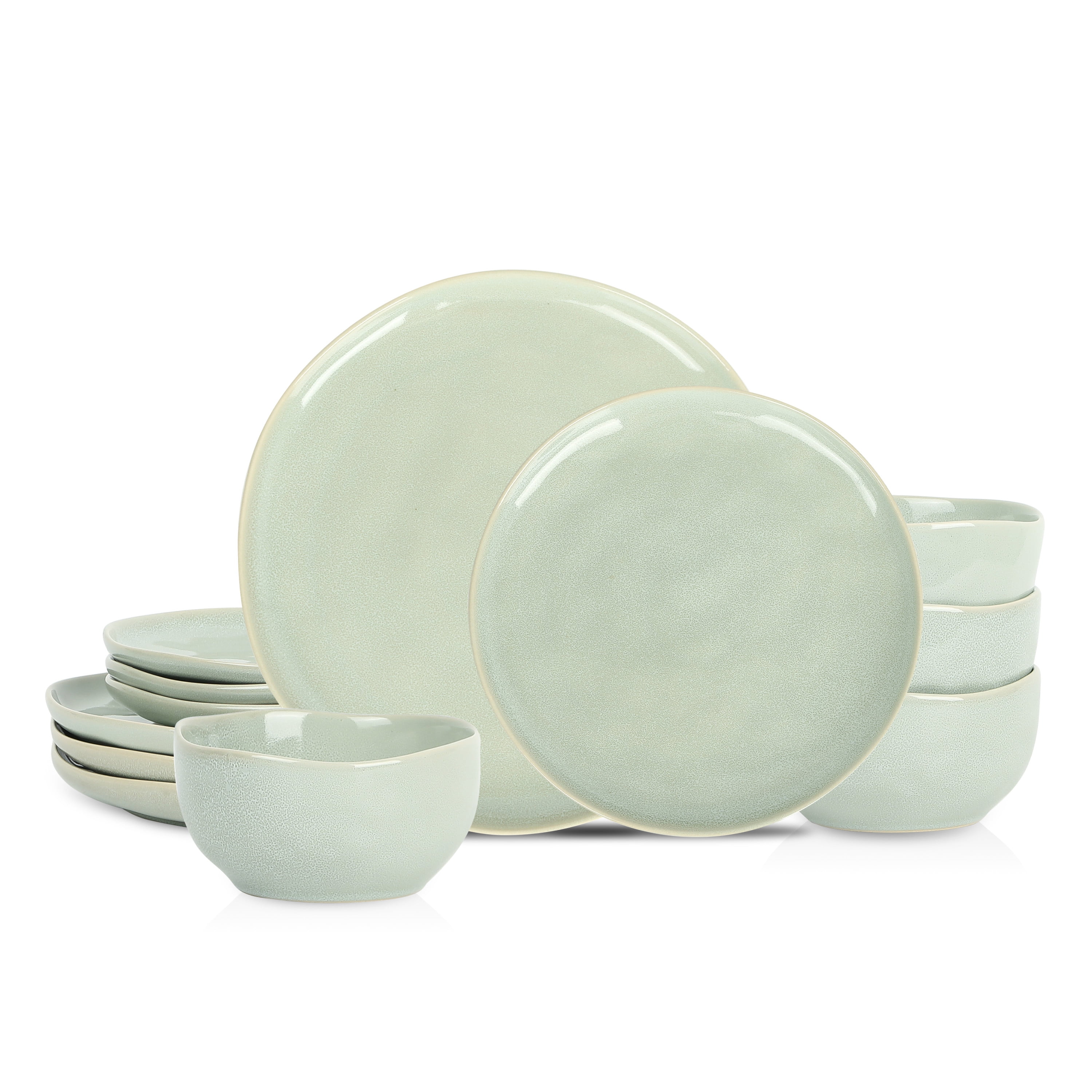 Mirella Light Green Ceramic 12-Piece Dinnerware Set, Service for 4