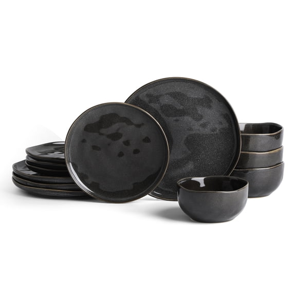 Stone Lain Mirella 12-Piece Dinnerware Set Stoneware, Service for 4, Charcoal