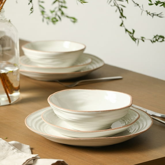 Stone Lain Nami 24-Piece Dinnerware Set Stoneware, White
