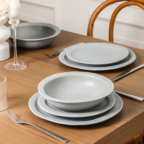 Stone Lain Oasis 24-Piece Dinnerware Set Stoneware, Grey Blue