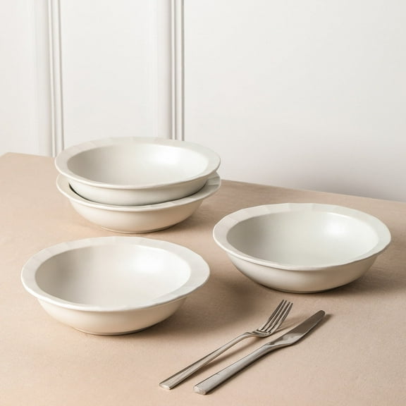Stone Lain Oasis 4-Piece Pasta Bowl Set Stoneware, White