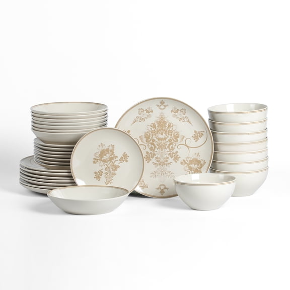 Stone Lain Opal 32-Piece Dinnerware Set Stoneware, Service for 8, Beige