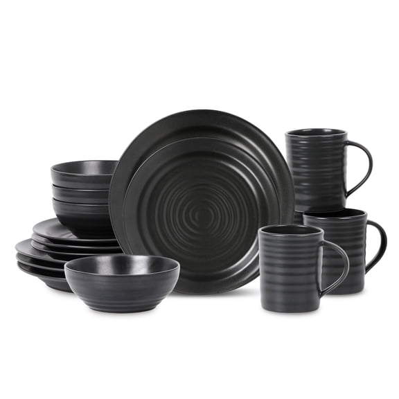 Stone Lain Orbit 16-Piece Dinnerware Set Stoneware, Charcoal