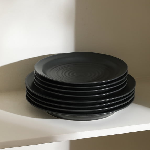 Stone Lain Orbit Modern Stoneware Dinnerware Set, Charcoal, 24-Piece