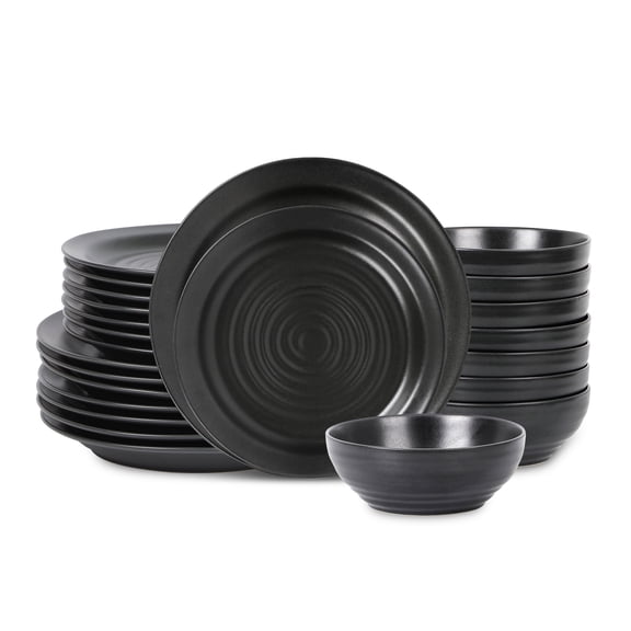 Stone Lain Orbit 24-Piece Dinnerware Set Stoneware, Charcoal