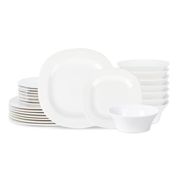 Stone Lain Quadro 24-Piece Dinnerware Set Porcelain, White