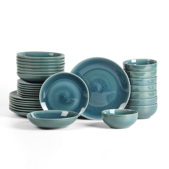 Stone Lain Riley 32-Piece Dinnerware Set Stoneware, Service for 8, Blue