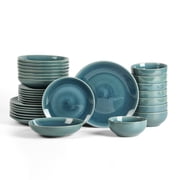 Stone Lain Riley 32-Piece Dinnerware Set Stoneware, Service for 8, Blue